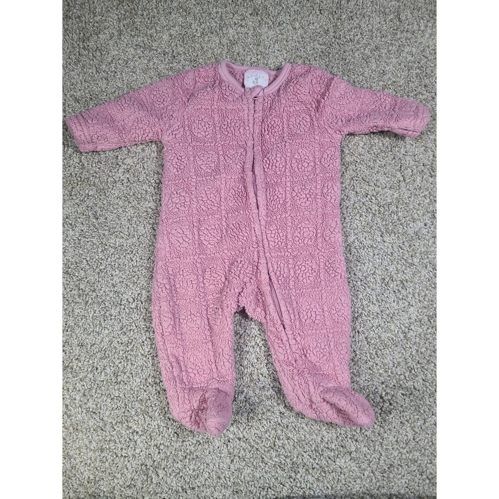 Duck Duck Goose 0-3m pink sherpa‎ fleece Romper